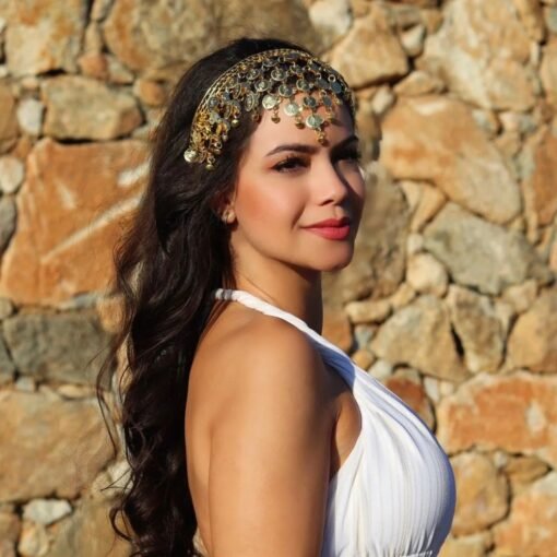 Tiara Testeira Dourada Com Moedas Dança Do Ventre/ Cigana/ Indiana - TM-U